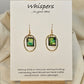 Gold Alloy Oval Mini Hand Painted Paper Earrings. Small painting in Aqua blue, brown, black and lime green. Hanging from the center of Gold alloy oval. Back is painted to match. Ultra lightweight. Resin coating for durability. 14KG over sterling findings. Hangs 1 1/4" in length