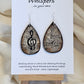 Music Notes Hand Painted/Crafted Wood Earrings. 2" Wood Tear Drop with handmade paper with painted treble cleft painted Black edges. Resin Coating for durability. Back is done to compliment. Sterling silver findings. Hangs 2 1/4"