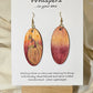 Pumpkin Glow Hand Painted Wood Earrings. Ombre background orange and red. Back painted in similar colors. Enameled for durability. 2" Elongated wood oval. 14kg over sterling silver findings and hangs 2 1/4"