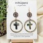 Bronze and Abalone Cross Hand Painted/Crafted Earrings. These gorgeous one of a kind Statement earrings are 14kg Ear wires mixed metal findings. Brass watch gears adorn hand distressed wood circle with abalone crosses. Enameled for durability. Hangs 2 3/4"Ultra light weight