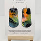 Colorful Fluid Wash Hand Painted Statement Paper Earrings. Large 2 3/4" elongated rectangle with rounded edge. Blues, oranges and black in color. Back is painted in similar design. Edged in black. Resin coated for durability. Ultra light weight. Sterling silver ear wires and findings. Hangs 3"