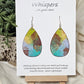 Iridescent Swipe Hand Painted Wood Earrings. 2" Wood Teardrop, painted with iridescent acrylics, Back is painted to match. Enameled for durability. Sterling silver findings. Hangs 2 1/4" in length
