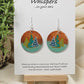 Three Modern Trees Hand Painted Wood Earrings. 1 1/2" wood round, two toned 3 Holiday trees painted with metallic colors .Back of earring is painted with copper and light iridescent green. Resin coated for durability. Sterling Silver findings. Hangs 1 3/4"