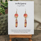 White Dot Feathers Hand Painted Paper Earrings. 5/8" circular hand painted paper earring. Below hangs a gorgeous light weight metal enameled feather charm pendant. Back is gold in color. Coral, peach and white, metallic accents edged in gold. Back of paper is painted in similar design and colors. Resin coated for durability. 14kg over sterling silver ear wires and findings. Hangs 2 1/2" in length