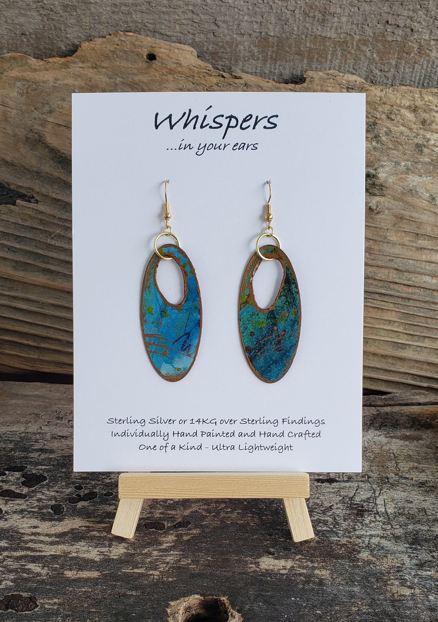 Organic Blue and Copper Abstract Paper Earrings
