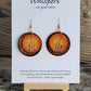 Hand painted watercolor ultra lightweight paper earrings. Goldenrod in Sun nature scape. Double layer. Back is textured brown. Circular in shape. 14kg over silver findings. Hangs 1 3/4" in Length