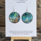 Hand Painted Cosmic Tally Abstract Watercolor Paper Earrings Ultra Lightweight Pewter Detail Painted Edge 1 1/2" Circular Drop Length 2 1/4"